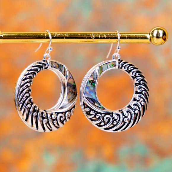 ICON Jewelry - Earrings. Abalone and Silver Hoops. NWT.